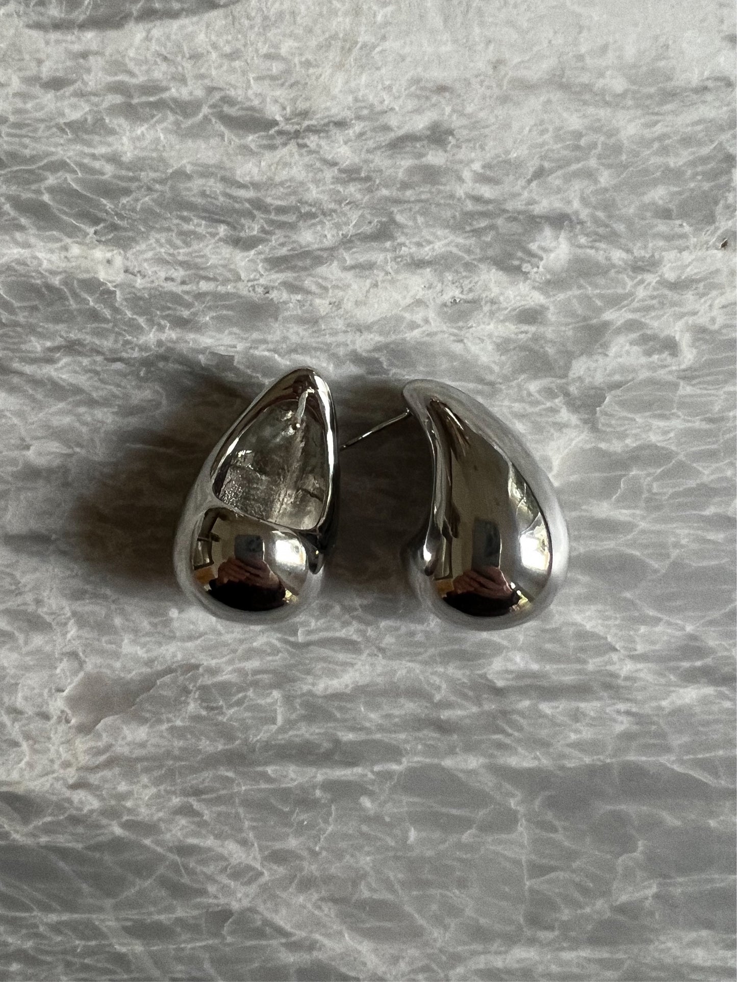 Large Tear Drop Earrings - Silver